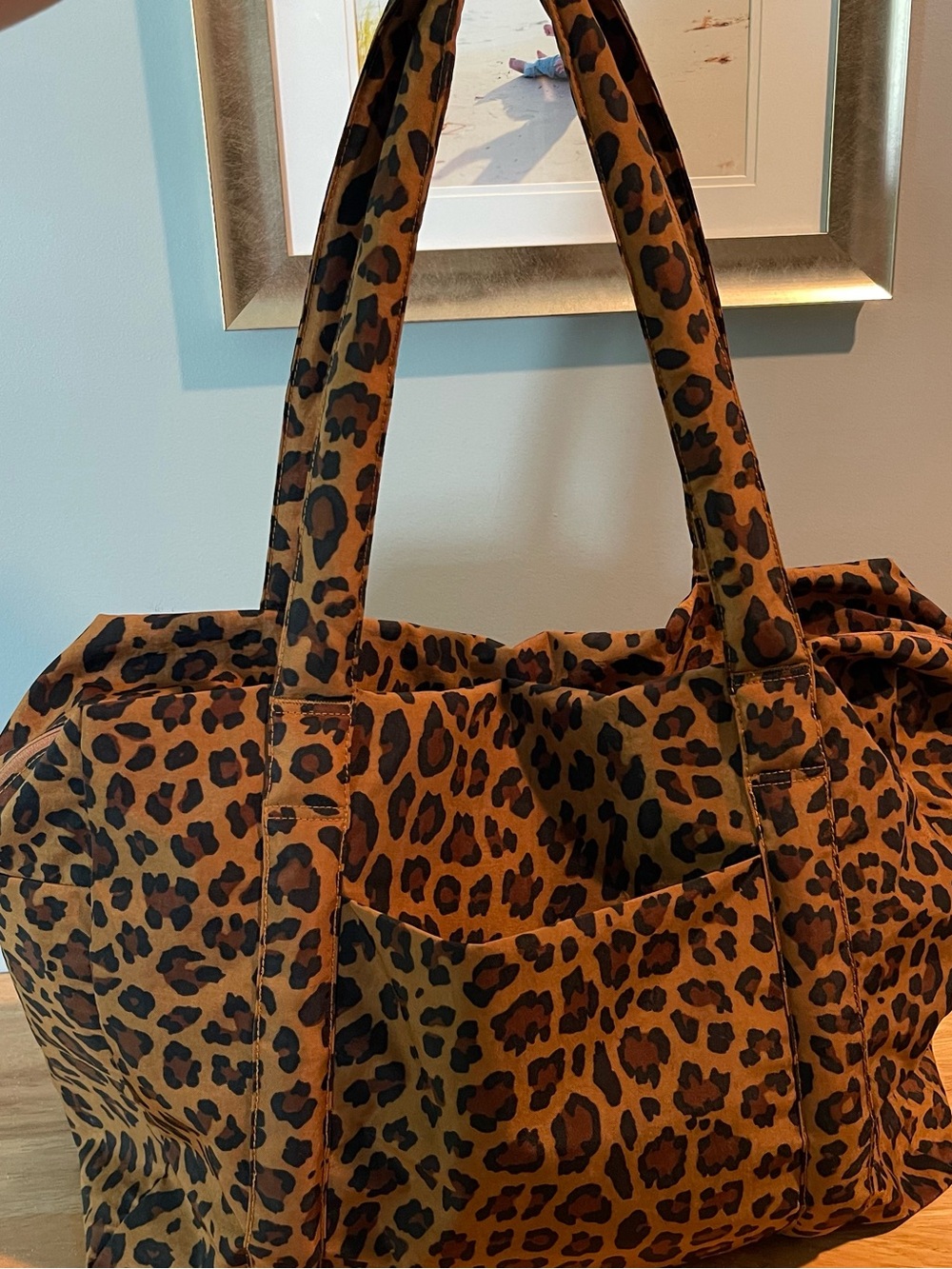 BAGGU Cloud Carry On Bag Leopard Print Travel Tote Nylon - Picture 4 of 6